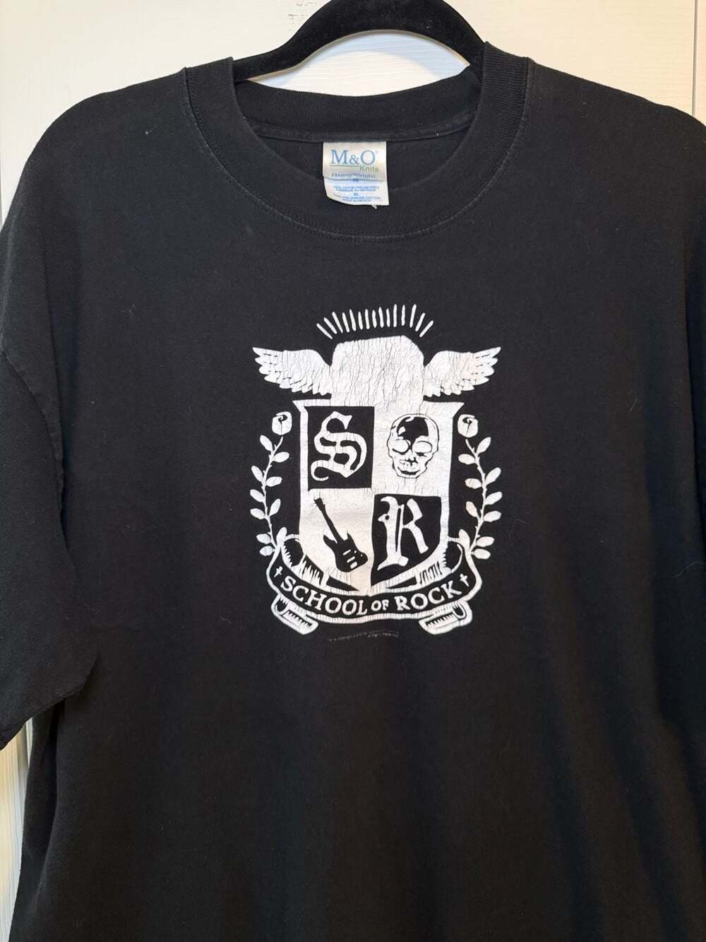 M&O Knits School of Rock Crest Movie Promo T-Shirt Size XL Black Cotton